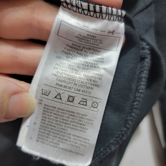 Adidas Women's Black Cotton Blend Cropped Sweatshirt Size Medium Stripes Pockets - Picture 6 of 9